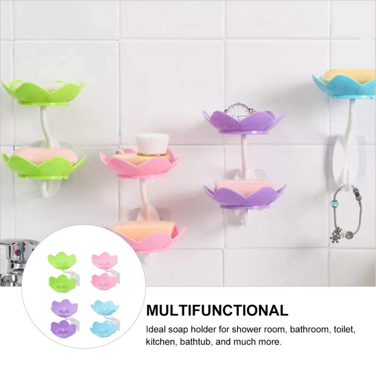 Soap dish holder with flower pattern, designed to drain water for dry soap storage. Soap dish holder with flower pattern, designed to drain water for dry soap storage.